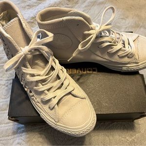 Genuine suede high top Converse in powder gray. Like NEW!